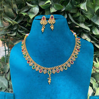 Amoliya Jewels Royal Pota Stone And Beads Designer Necklace Set