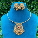 Amoliya Jewels Royal Pota Stone And Pearl Designer Necklace Set
