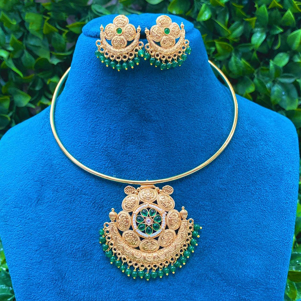 Amoliya Jewels Royal Pota Stone And Pearl Designer Necklace Set