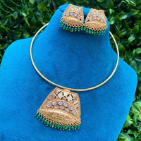 Amoliya Jewels Royal Pota Stone And Pearl Designer Necklace Set