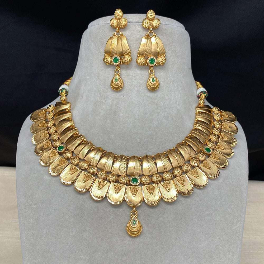 Amoliya Jewels Royal Pota Stone Designer Choker Necklace Set