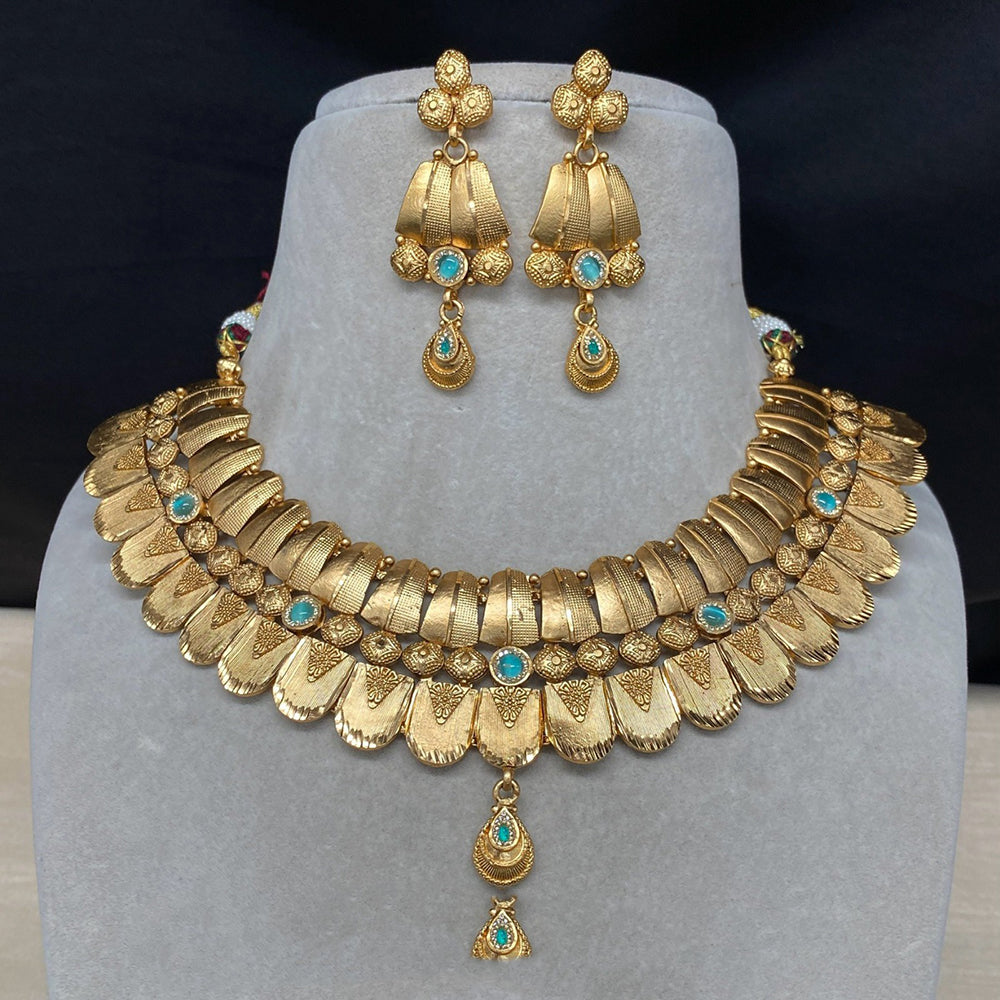 Amoliya Jewels Royal Pota Stone Designer Choker Necklace Set