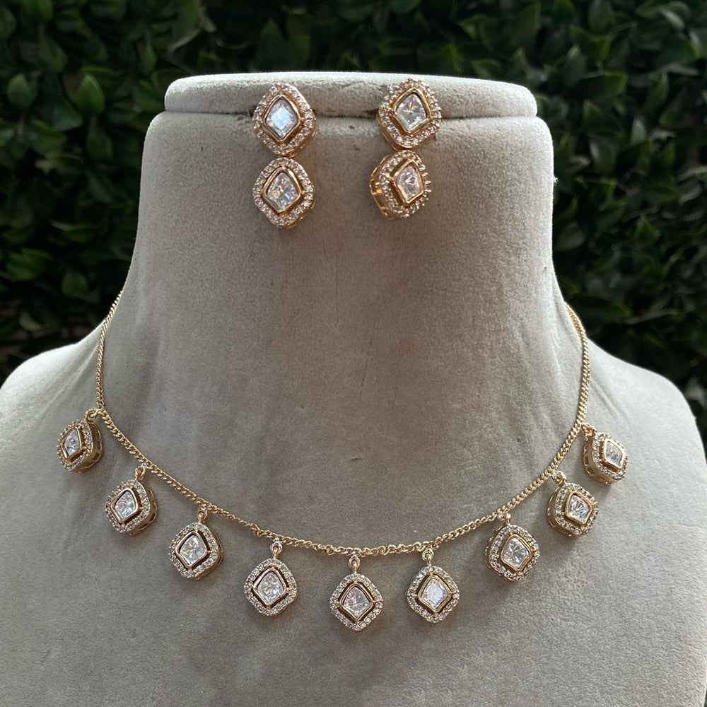 Amoliya Jewels Classic Polki Kundan Stone Necklace Set For Women