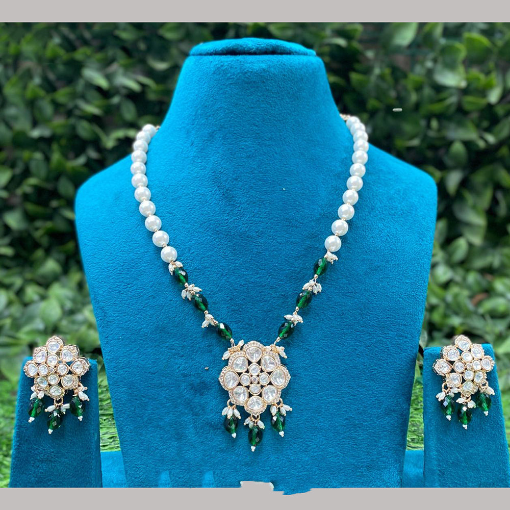 Amoliya Jewels Classic Polki Kundan Stone And Pearl Necklace Set For Women