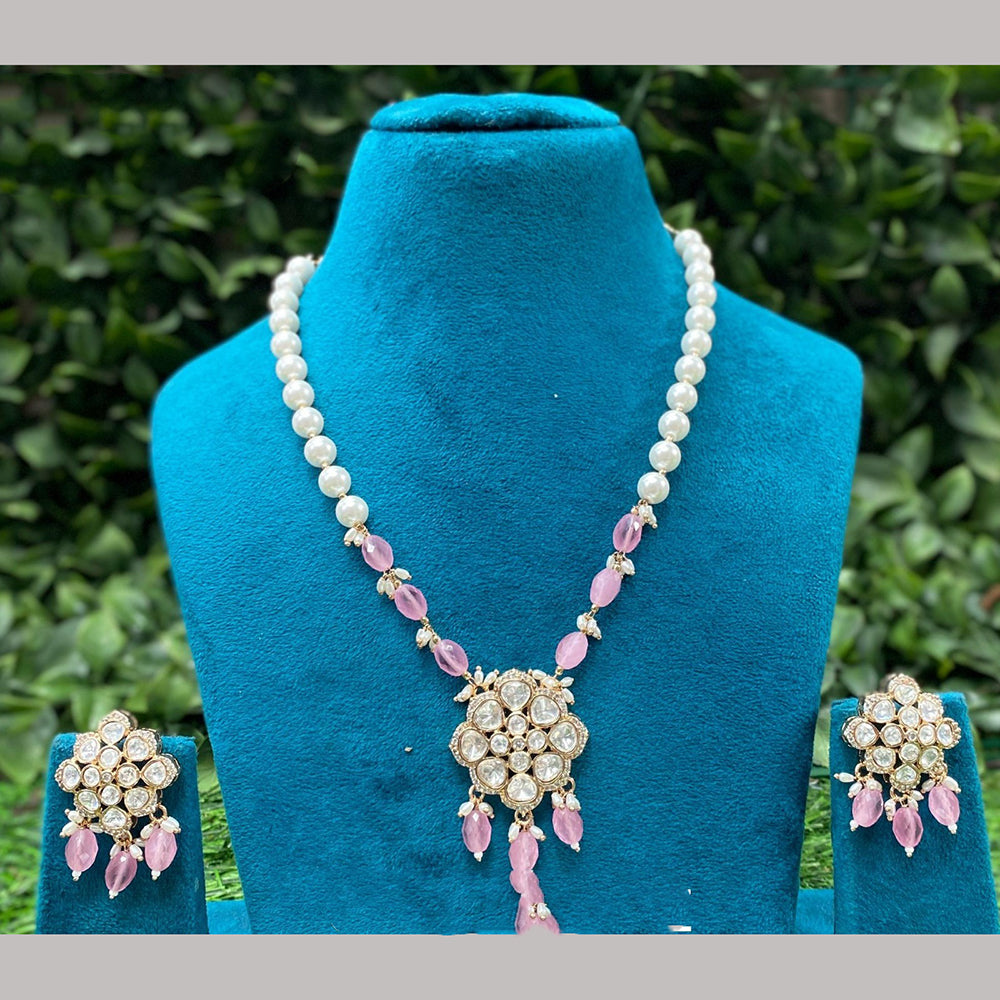 Amoliya Jewels Classic Polki Kundan Stone And Pearl Necklace Set For Women