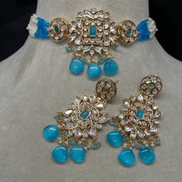 Amoliya Jewels Classic Polki Kundan Stone And Pearl Choker Necklace Set
