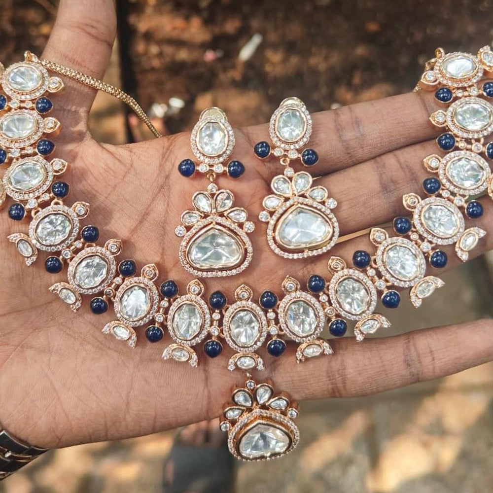 Amoliya Jewels Classic Polki Kundan Stone Necklace Set For Women