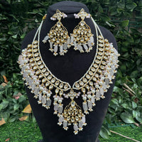 Amoliya Jewels Classic Polki Kundan Stone And Pearl Necklace Set For Women