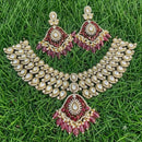 Amoliya Jewels Classic Polki Kundan Stone And Pearl Necklace Set For Women