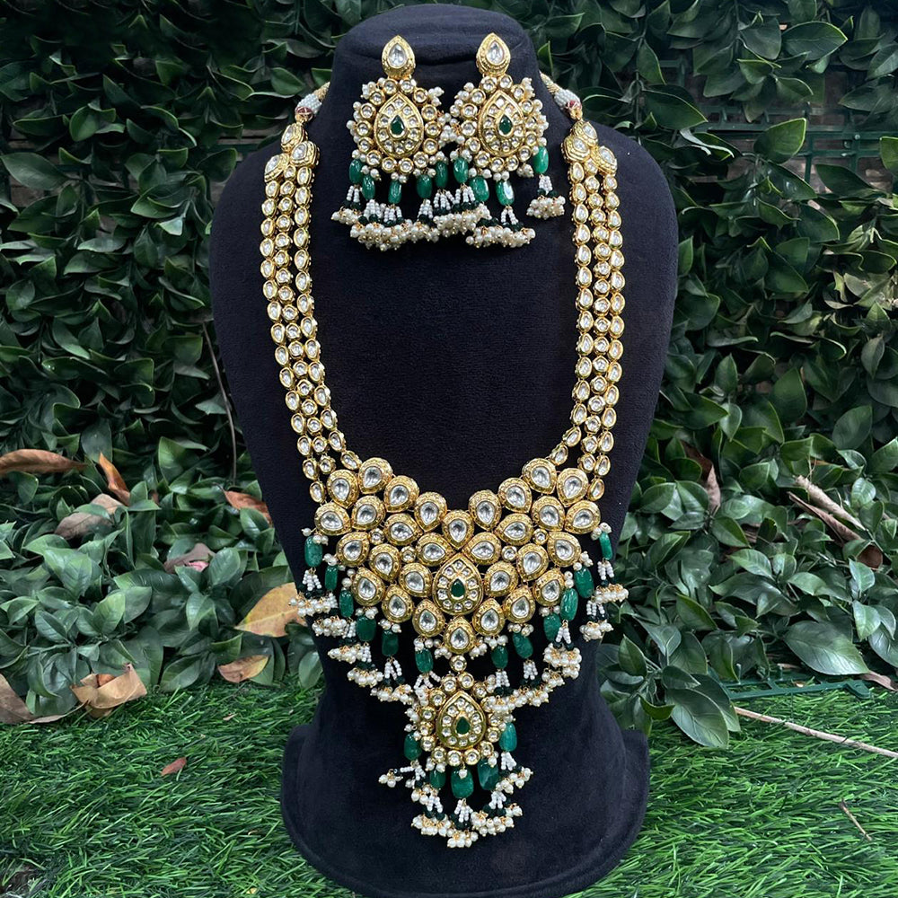 Amoliya Jewels Classic Kundan Stone And Beads Long Necklace Set For Women
