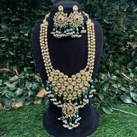 Amoliya Jewels Classic Kundan Stone And Beads Long Necklace Set For Women