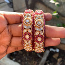 Amoliya Jewels Designer Polki Kundan And Pearl Opneable Bangles Set