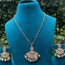 Amoliya Jewels Polki Kundan Stone And Pearl Chain Pendant Set
