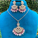 Amoliya Jewels Polki Kundan Stone And Pearl Chain Pendant Set