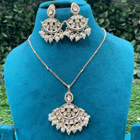 Amoliya Jewels Polki Kundan Stone And Pearl Chain Pendant Set