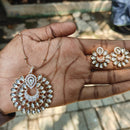 Amoliya Jewels Polki Kundan Stone And Pearl Chain Pendant Set