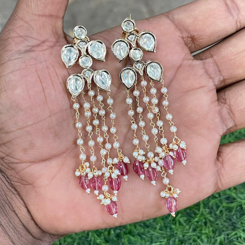 Amoliya Jewels Elegant Polki Kundan Stone Ethnic And Dangler Earrings
