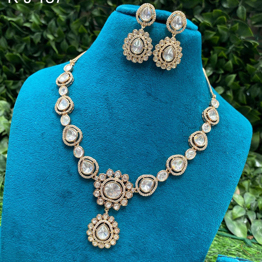 Amoliya Jewels Classic Polki Kundan Stone Choker Necklace Set