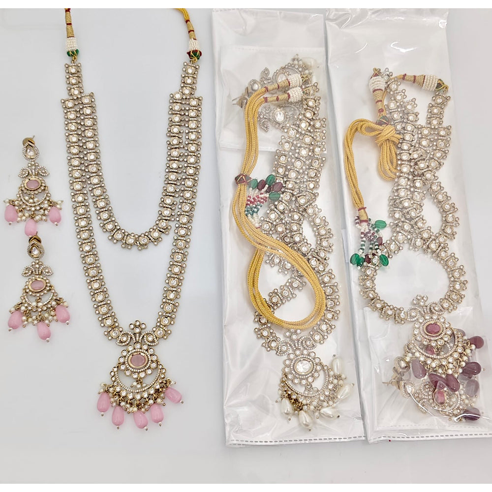 Rajwadi Collection Royal Polki Kundan Stone And Beads Designer Long Necklace Set