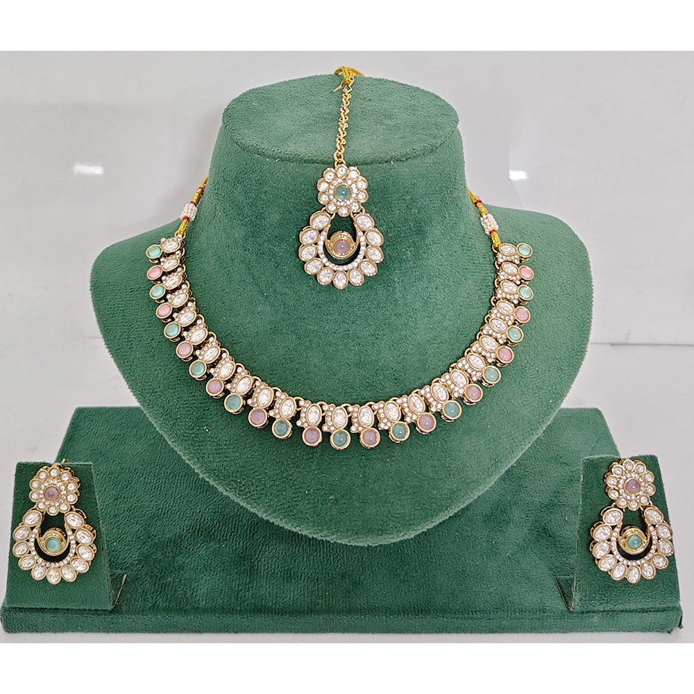 Rajwadi Collection Heritage Pota Stone Necklace Set