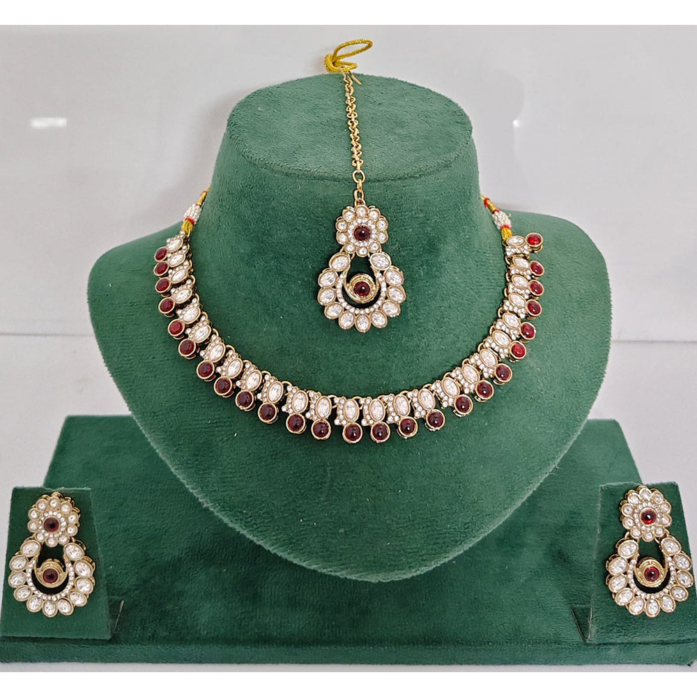 Rajwadi Collection Heritage Pota Stone Necklace Set
