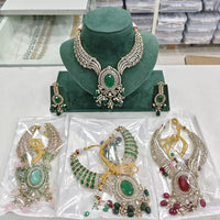 Rajwadi Collection Designer American Daimond And Beads Necklace Set 