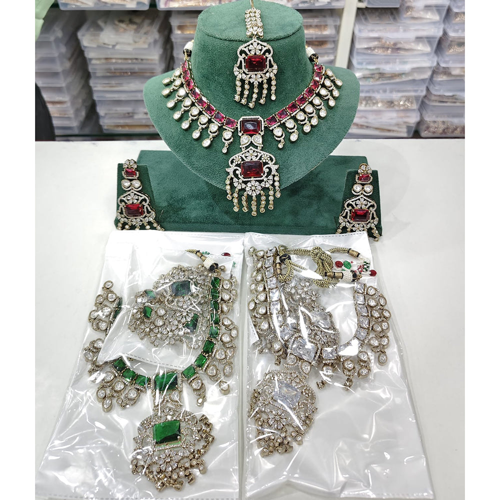 Rajwadi Collection Heritage Polki Kundan Stone Necklace Set  