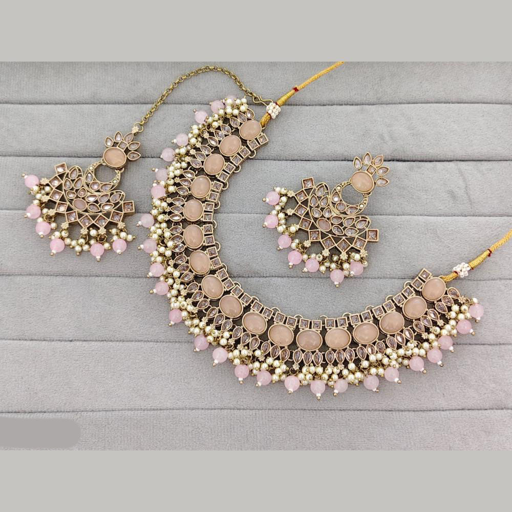 Rajwadi Collection Traditional Crystal Stone And Pearl Necklace Set
