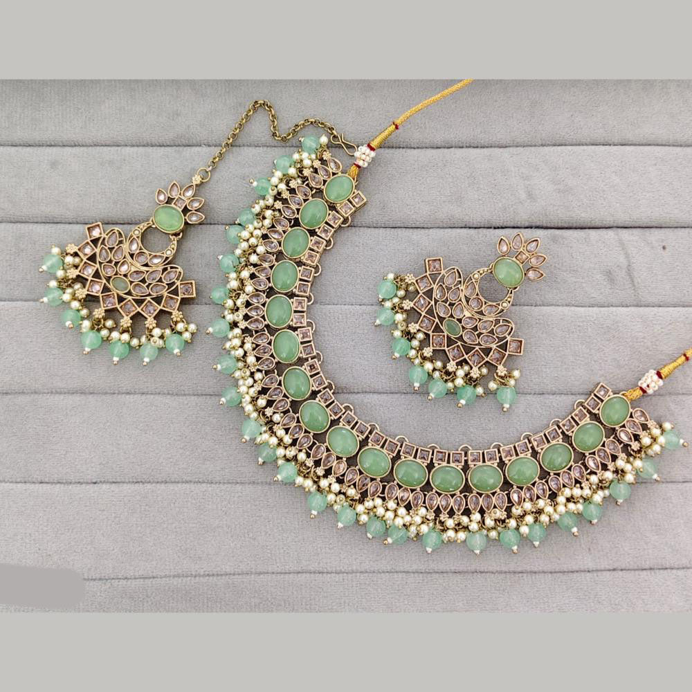 Rajwadi Collection Traditional Crystal Stone And Pearl Necklace Set