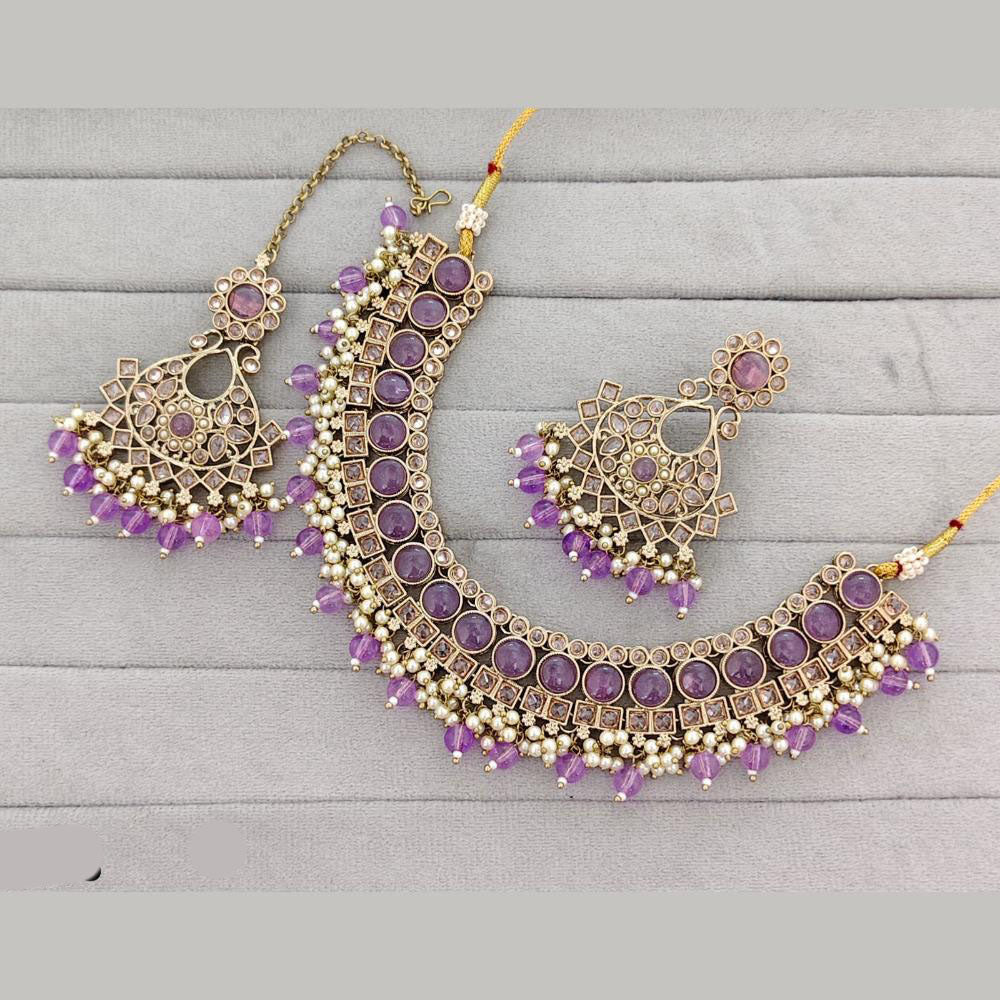 Rajwadi Collection Traditional Crystal Stone And Pearl Necklace Set