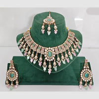 Rajwadi Collection Designer Pota Stone Pearl And Beads Choker Necklace Set