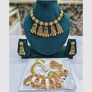 Rajwadi Collection Designer Pota Stone Pearl And Beads Necklace Set 