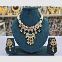 Rajwadi Collection Designer Pota Stone Pearl And Beads Necklace Set 