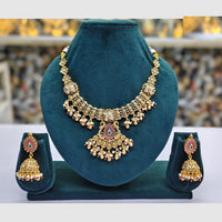 Rajwadi Collection Designer Pota Stone Pearl And Beads Necklace Set 