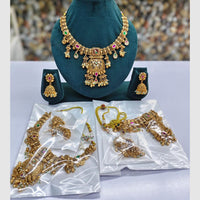Rajwadi Collection Designer Pota Stone Pearl And Beads Necklace Set 