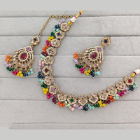 Rajwadi Collection Grand Crystal Stone And Pearl Festive Necklace Set