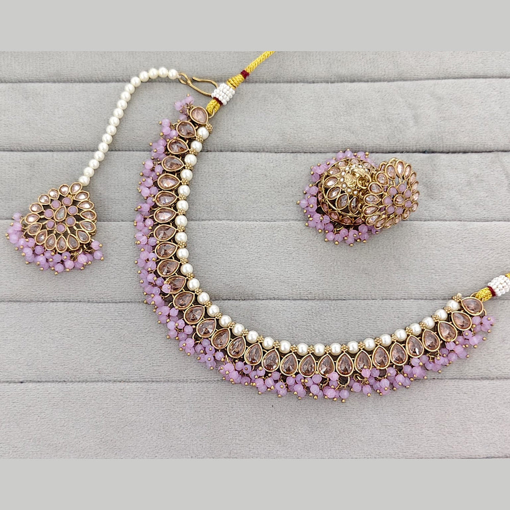 Rajwadi Collection Grand Crystal Stone And Pearl Festive Necklace Set