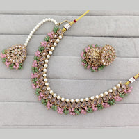 Rajwadi Collection Grand Crystal Stone And Pearl Festive Necklace Set