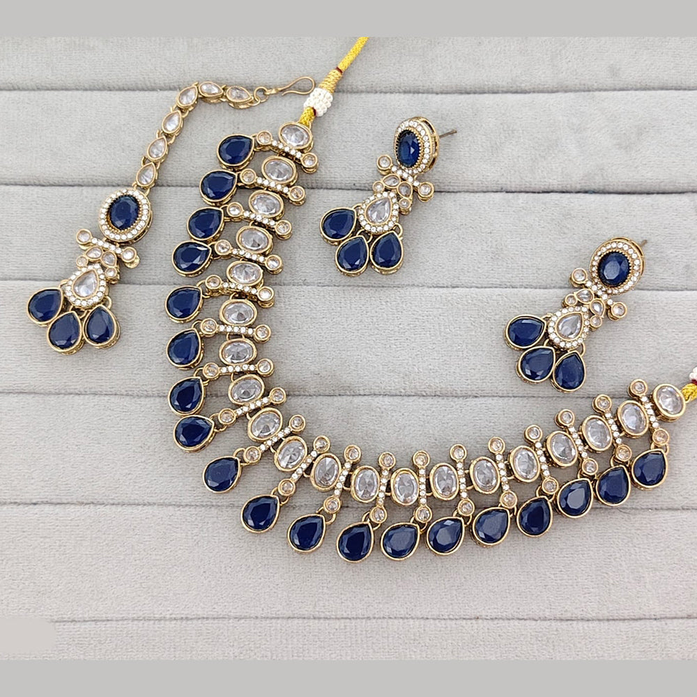 Rajwadi Collection Grand Crystal Stone Festive Necklace Set