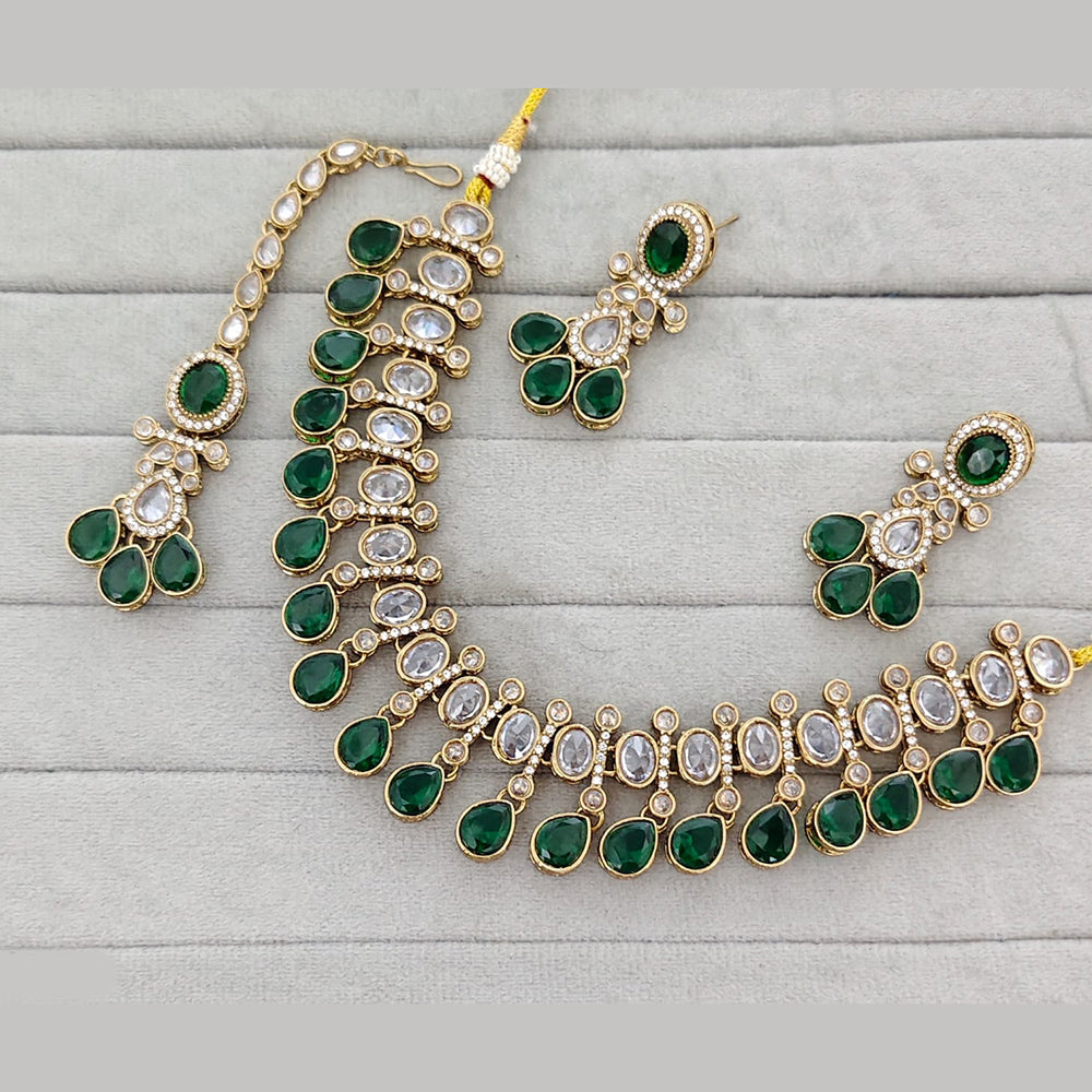 Rajwadi Collection Grand Crystal Stone Festive Necklace Set