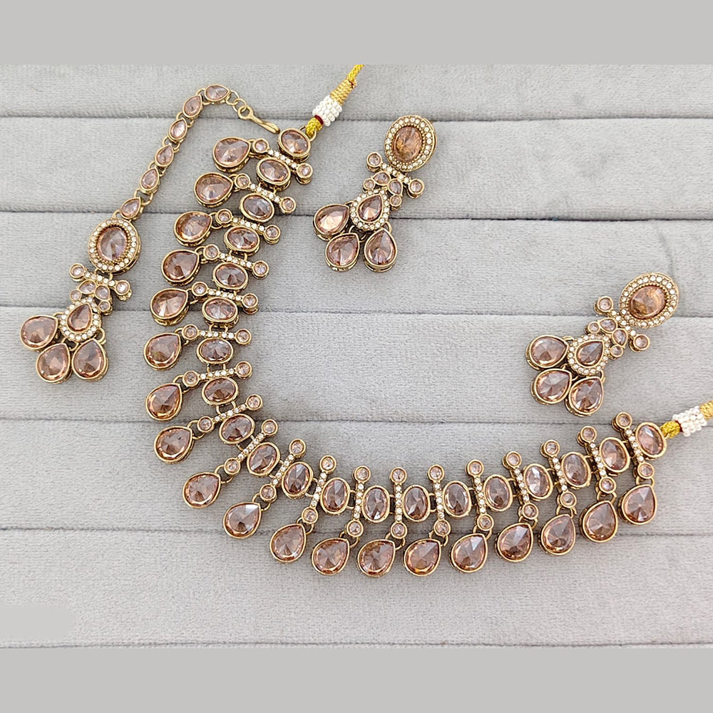 Rajwadi Collection Grand Crystal Stone Festive Necklace Set