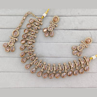 Rajwadi Collection Grand Crystal Stone Festive Necklace Set