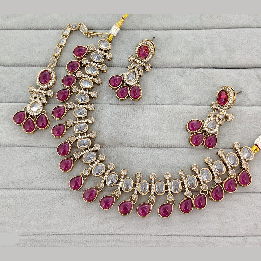 Rajwadi Collection Grand Crystal Stone Festive Necklace Set