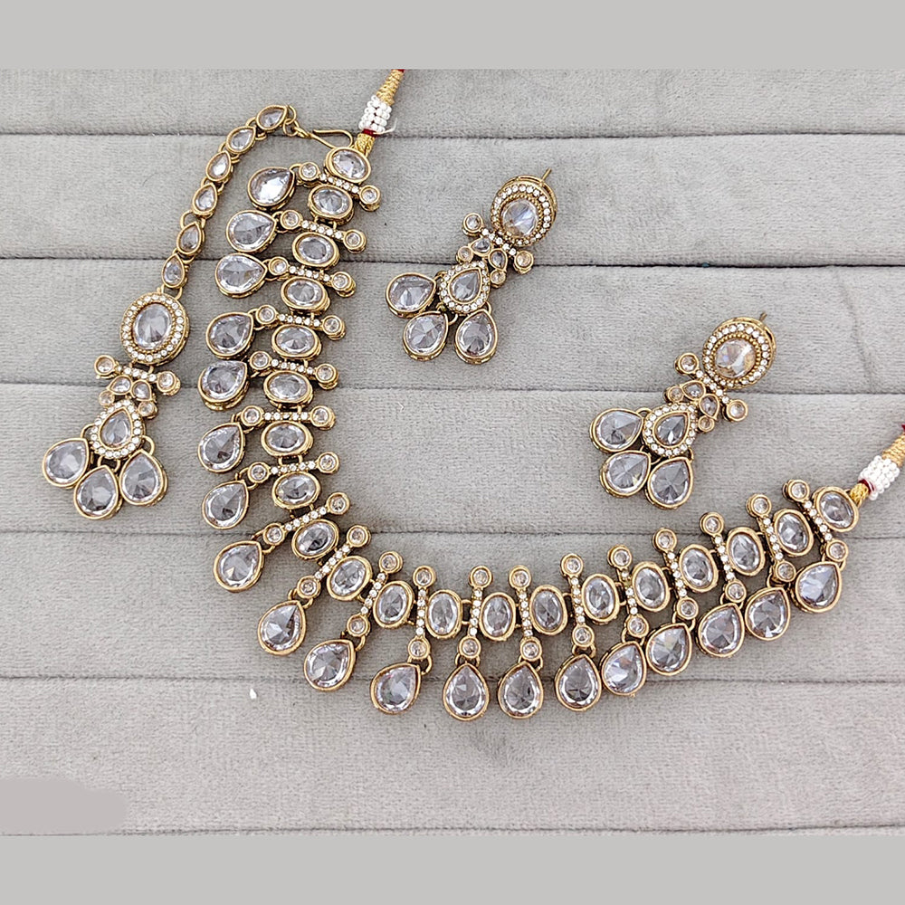 Rajwadi Collection Grand Crystal Stone Festive Necklace Set