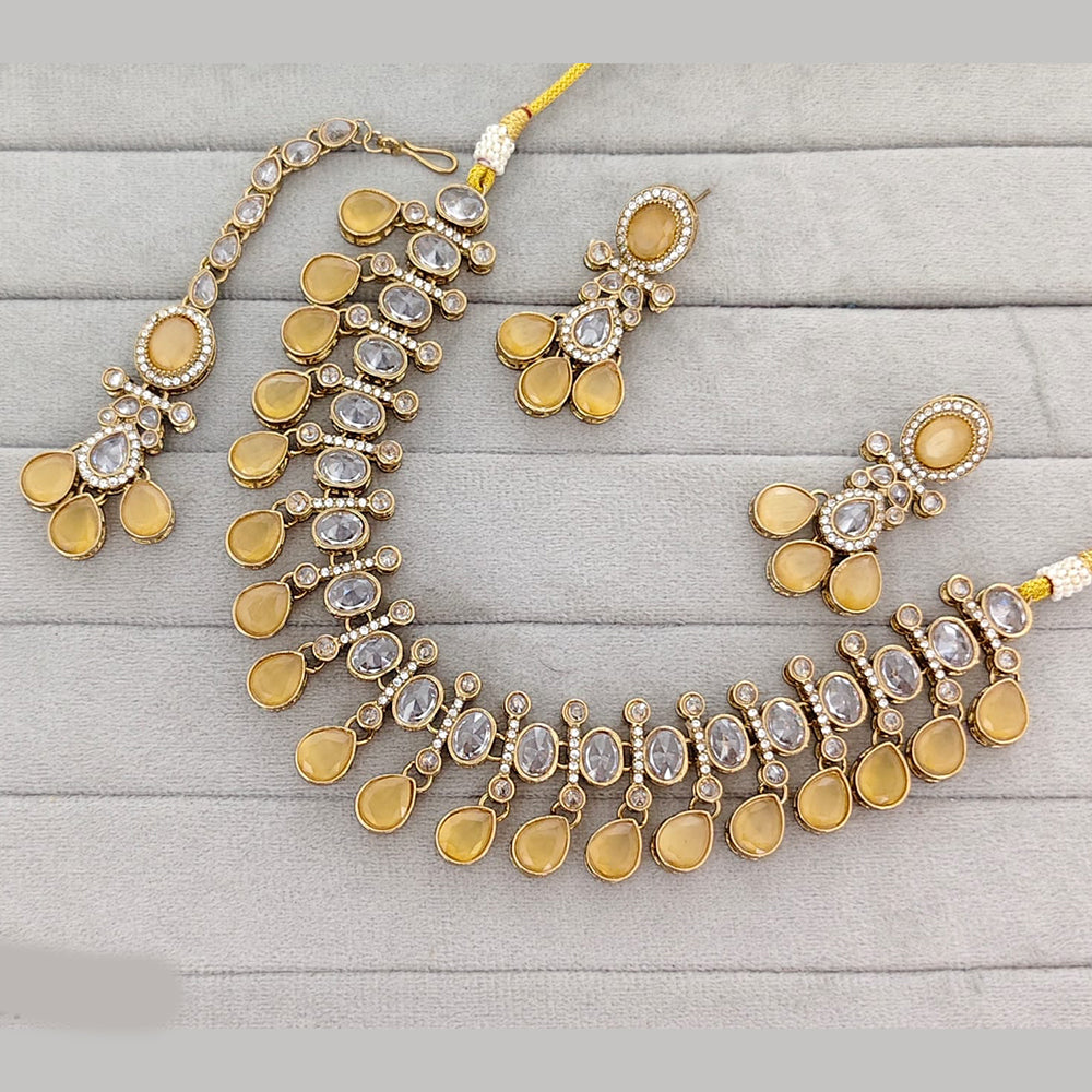 Rajwadi Collection Grand Crystal Stone Festive Necklace Set