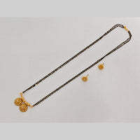 Rajwadi Collection Crystal Stone And Black Beads Traditional Mangalsutra