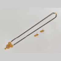 Rajwadi Collection Crystal Stone And Black Beads Traditional Mangalsutra
