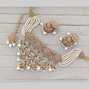 Rajwadi Collection Crystal Stone And Pearl Statement Choker Necklace Set