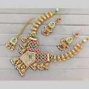 Rajwadi Collection Pota Stone And Pearl Statement Necklace Set