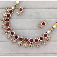 Rajwadi Collection Royal Pota And Crystal Stone Statement Necklace Set